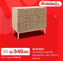 Wong Design cómoda 3 cajones atenea natural oferta