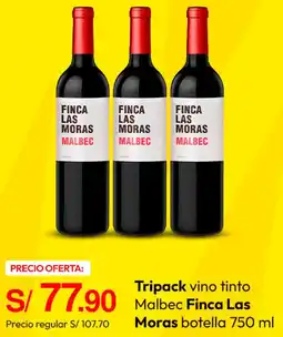Metro Finca las moras tripack vino tinto malbec botella oferta