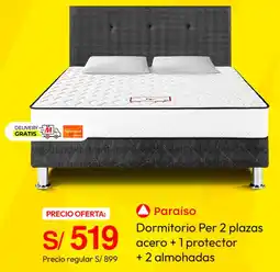 Metro Paraíso dormitorio per acero + 1 protector + 2 almohadas oferta