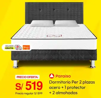 Paraíso dormitorio per acero + 1 protector + 2 almohadas