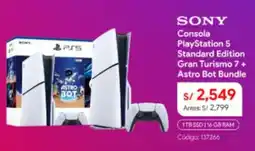 Hiraoka Sony consola playstation 5 standard edition gran turismo 7+ astro bot bundle oferta