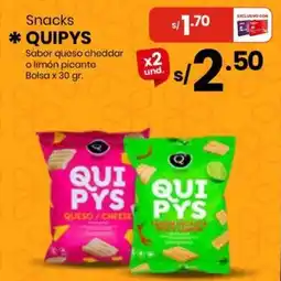 Vega Quipys snacks sabor queso cheddar o limón picante bolsa oferta