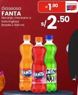 Vega Fanta gaseosa naranja, manzana o kola inglesa botella oferta