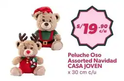 Hiperbodega Precio Uno CASA JOVEN Peluche Oso Assorted Navidad oferta