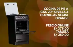Promart Cocina de pie a gas 20" sevilla 4 hornillas negra oferta