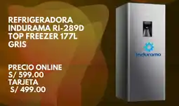 Promart Indurama refrigeradora RI-289d top freezer 177 PRECIO ONLINE gris oferta