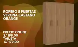 Promart Ropero 5 puertas verona castaño orange oferta