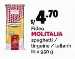 Plaza Vea Molitalia fideo spaghetti/ linguine / tallarin oferta