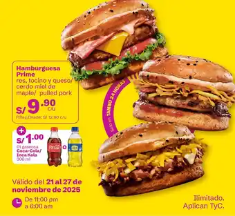 Hamburguesa Prime + Coca-Cola / Inca Kola