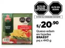 Plaza Vea Braedt queso edam en tajadas pq oferta