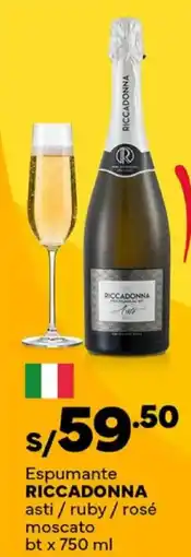 Plaza Vea Riccadonna espumante asti /ruby/ rosé moscato bt oferta