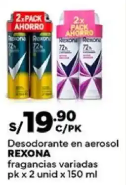 Plaza Vea Rexona desodorante en aerosol fragancias variadas oferta