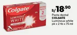 Plaza Vea Colgate pasta dental luminous white oferta