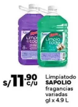 Plaza Vea Sapolio limpiatodo fragancias variadas glx 4.9 l oferta