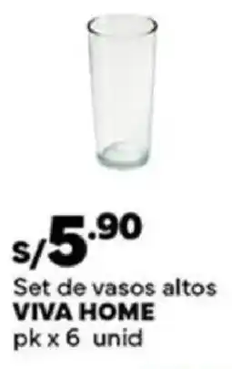 Plaza Vea Viva home set de vasos altos oferta