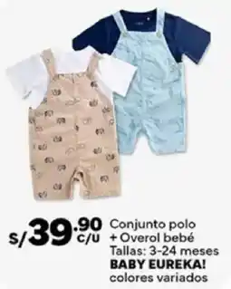 Plaza Vea Baby eureka! conjunto polo + overol bebé oferta