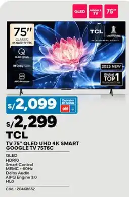Plaza Vea Tcl smart tv 75" oferta
