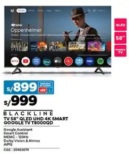 Plaza Vea Blackline tv 58" oferta