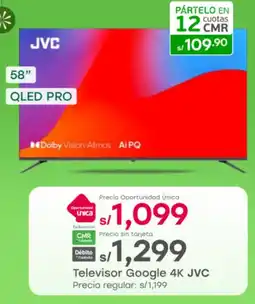 Tottus JVC smart tv 58" oferta