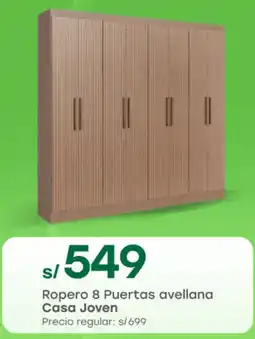 Tottus Casa joven ropero 8 puertas avellana oferta