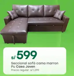 Tottus Casa joven seccional sofá cama marron pu oferta