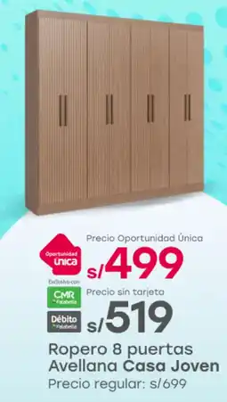 Tottus Casa joven ropero 8 puertas avellana oferta