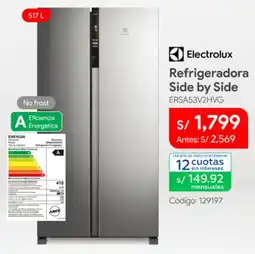 Hiraoka Electrolux refrigeradora side by side oferta