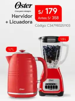 Hiraoka Oster hervidor + licuadora oferta