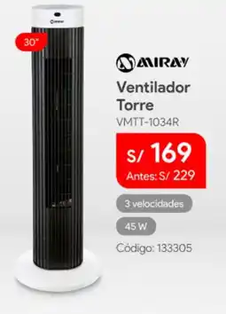 Hiraoka Miray ventilador torre 30" oferta