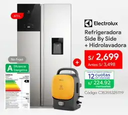Hiraoka Electrolux refrigeradora side by side + hidrolavadora oferta