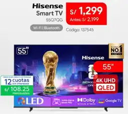 Hiraoka Hisense smart tv 55" oferta