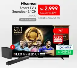 Hiraoka Hisense smart tv 75" + soundbar 2.1ch oferta