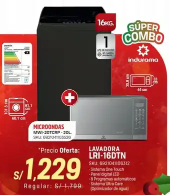 Indurama lavadora + microondas