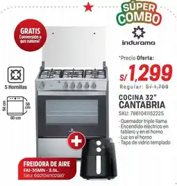 Carsa Indurama cocina 32" + freidora de aire oferta