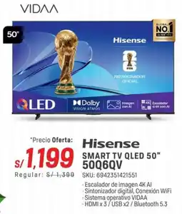 Carsa Hisense smart tv qled 50" oferta