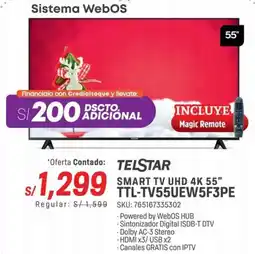 Carsa Telstar smart tv uhd 4k 55" oferta