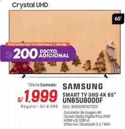 Carsa Samsung smart tv uhd 4k 65" oferta