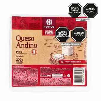 Tottus Queso andino laminado tottus origenes 200g oferta