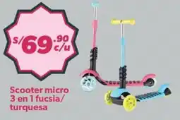 Hiperbodega Precio Uno Scooter micro 3 en 1 fucsia/ turquesa oferta