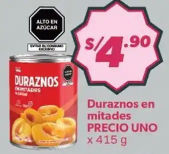 Precio uno duraznos en mitades