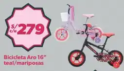 Hiperbodega Precio Uno Aro bicicleta 16" teal/mariposas oferta