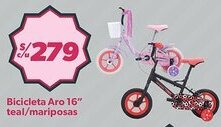 Hiperbodega Precio Uno Aro bicicleta 16" teal/mariposas oferta