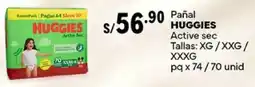 Plaza Vea Huggies pañal active sec oferta