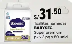 Plaza Vea Babysec toallitas húmedas super premium oferta