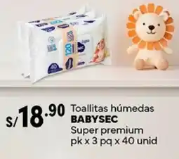 Plaza Vea Babysec toallitas húmedas super premium oferta