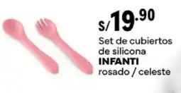 Plaza Vea Infanti set de cubiertos de silicona rosado / celeste oferta