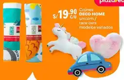 Plaza Vea Deco home cojines unicorn/ race cars modelos variados oferta