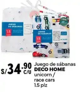 Plaza Vea Deco home juego de sábanas unicorn/ race cars oferta