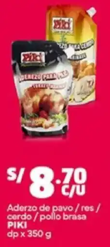 Plaza Vea Piki aderzo de pavo/res/ cerdo/pollo brasa dp oferta