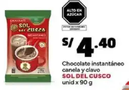 Plaza Vea Sol del cusco chocolate instantáneo canela y clavo oferta